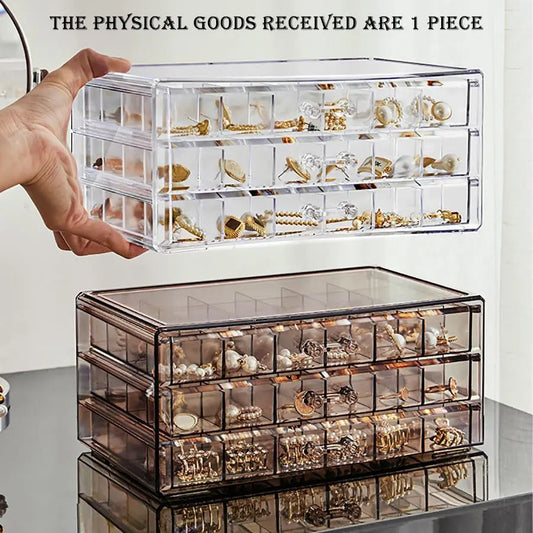 72-Grid Transparent Jewelry Storage Box, Multi-Layer Large-Capacity Jewelry Organizer for Rings, Earrings, Necklaces and Bracelets, Jewelry Storage Unit