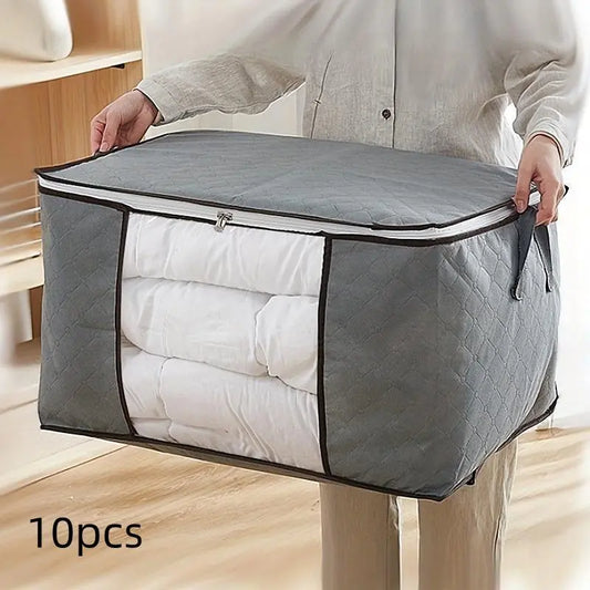10-Piece Set Dustproof Clothes Storage Bags with Handles - Premium Bedding and Clothing Organizer for Bedrooms and Wardrobes