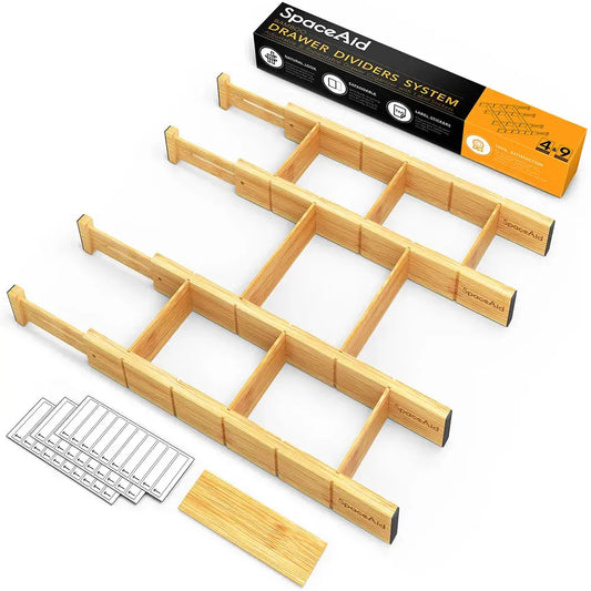 Spaceaid® Bamboo Drawer Organizer Expandable Drawer Dividers