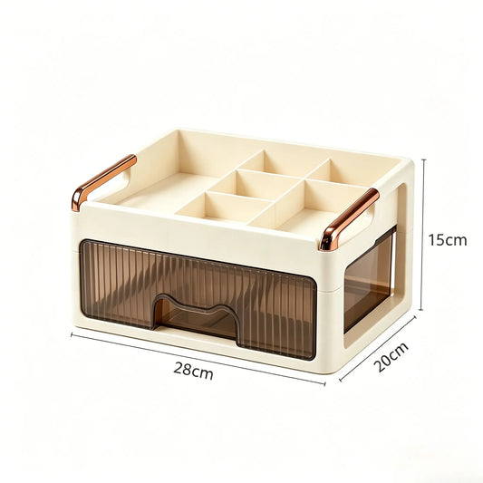 Makeup & Skincare Organizer with Semi-Transparent Drawers for Vanity Countertop, Cosmetic Storage Box