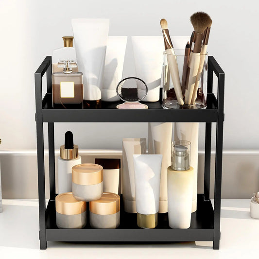 2-Layer Desktop Storage Rack, Cosmetic, Spice and Beauty Supplies Versatile Organizer Shelf for Kitchen, Bathroom and Vanity, Makeup Cosmetic Organizer #GLOBAL PICKS